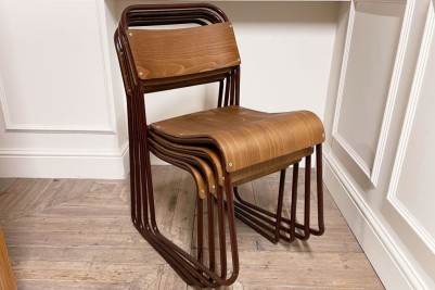 Burgundy Stacking Chair with Plywood Seat & Back